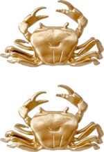 2pcs Gold Crab Figurine Home Decor, Solid Metal Centerpiece Decoration, Mini Cra... - Image 2