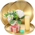 3 Pack Gold Round Serving Tray 12 Inch Stainless Steel Gold Circle Tray Metal Je... - Image 2