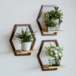 3 Pack Solid Wood & Heavy Duty Metal Wall Plant Stands,9 inch Natural Wood Shelf... - Image 2