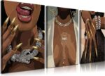 3 Pcs Afro Black Woman Canvas Wall Art African American Men Black Pictures Wall ... - Image 2