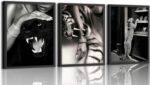 3 Pcs Framed Black and White Cheetah Canvas Wall Art Vintage Trendy Leopard Fash... - Image 2