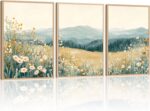 3 Pcs Framed Mountain Wildflower Wall Art Triptych Natural Landscape Canvas Prin... - Image 2