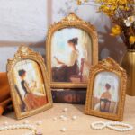 3 Pcs Vintage Picture Frames Antique Set Baroque Ornate Gold Arched Photo Frames... - Image 2