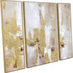 3 Piece Abstract Wall Art for Living Room – Gold and Beige Modern Textured Canva... - Image 2