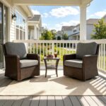 3-Piece Luxury Outdoor Swivel Wicker Furniture Set, Patio Swivel Chairs Set of 2... - Image 2