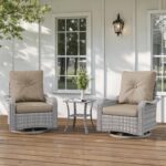 3-Piece Patio Furniture Set, Outdoor Swivel Rocking Chairs with 4" Thick Cushion... - Image 2