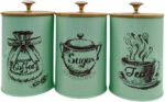 3 Pieces Kitchen Canisters Set Coffee Tea Sugar Containers Iron Modern Organizer... - Image 2