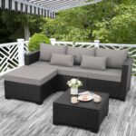 3 Pieces Patio Furniture Set Outdoor Sectional Wicker Patio Furniture Patio Couc... - Image 2