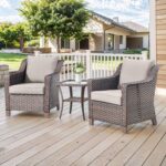 3 Pieces Patio Furniture Set-Wicker Patio Chairs Set of 2 with Tempered Glass En... - Image 2