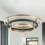 3 Ring LED Chandelier Black Gold Chandelier Light Fixture Dimmable Round Foyer C... - Image 2