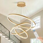 3-Rings Modern LED Chandelier Gold, Dimmable Pendant Lighting with Remote Contro... - Image 2