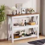 3-Tier Wood Entryway Table: 41" Narrow Console Shelf for Hallway - Farmhouse Sof... - Image 2