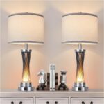 3-Way Dimmable Table Lamp Set of 2,Touch Control Lamp with Night Light,Modern Bl... - Image 2