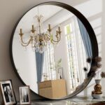 30 Inch Round Bathroom Mirror - Wall Mounted Circle Mirror with Metal Frame, Mod... - Image 2