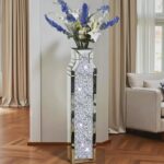 30" Tall Floor Vase, Double Sided Crushed Diamond Mirrored Vases,Large Flower Va... - Image 2