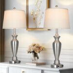 30" Tall Silver Table Lamps Set of 2 for Living Room, Touch Control Bedside Lamp... - Image 2