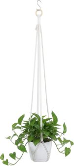 31 Inch Boho Macrame Plant Hanger, Decorative White Hanging Planter for Indoor P... - Image 2
