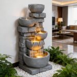 33.07'' H Cascading Bowl Water Fountain 5-Tier Stacked Stone Style Freestanding ... - Image 2