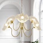 33.4" Modern Floral Glass Chandelier, 6-Light Extra Large Ceiling Light Fixture ... - Image 2
