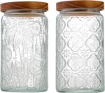 34 OZ/2 PCS Glass Storage Jar with Airtight Bamboo Wooden Lids, Vintage Food Con... - Image 2