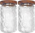 35oz/1000ml Glass Storage Jars with Nature Wood Lids, Airtight Food Storage Cont... - Image 2