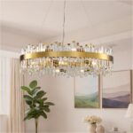36-Inch Gold Modern Crystal Chandelier, 18 Lights, Large Round 2-Tier K9 Crystal... - Image 2