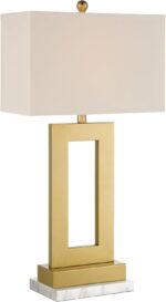 360 Lighting Marshall Modern Table Lamp with White Marble Riser 30" Tall Champag... - Image 2