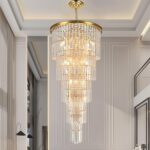 37 Lights Gold Finish Large Staircase Crystal Chandelier for High Ceiling Foyer ... - Image 2