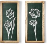 3D Floral Green Wall Art (Set of 2) Lightweight, Wooden Hang Boho Framed Wall Ar... - Image 2