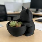 3D Printed Small Plastic Flower Pot, Cute Cat-Shaped Plant Pot, with Drainage Ho... - Image 2