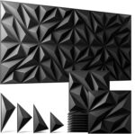 3D Wall Panels Black 16 Pack (Covers 15.5 Sq.Ft), 12" x 12" Diamond Texture Prem... - Image 2