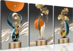 3Pcs Bright Style Wall Art Abstract Golden Deer Geometry Canvas Painting Art Mod... - Image 2
