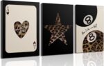 3Pcs Trendy Leopard Canvas Wall Art Preppy Style Poker Spade Ace Lucky 8 Paintin... - Image 2