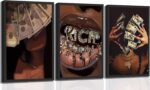 3Pcs Trendy Luxury Girl Canvas Wall Art African American Woman Wall Decor Fashio... - Image 2