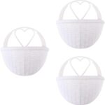 3pcs Plastic Simulated Rattan Wall Hanging Basket Set White Wall Mount Plant Hol... - Image 2
