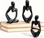 3pcs Thinker Statue Abstract Art Thinker Figurines Black Home Decor for Living R... - Image 2