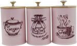 3x Kitchen Canisters for Countertop Coffee Tea Sugar Containers Set Iron Restaur... - Image 2