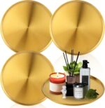 4 PCS Round Serving Tray Stainless Steel Round Coffee Table Serving Platter Circ... - Image 2