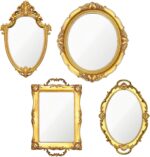 4 PCS Vintage Gold Mirror Set Vintage Mirrors for Wall Antique Shield Shape Squa... - Image 2