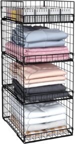 4 Pack Closet Organizers and Storage Shelves for Clothes, 4 Tier Stackable Close... - Image 2