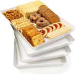 4-Pack Plastic 16" x 11" Large White Serving Trays Set - Reusable Serving Platte... - Image 2