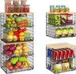 4 Pack Stackable Wire Baskets for Pantry Organizers and Storage, Pantry Baskets ... - Image 2
