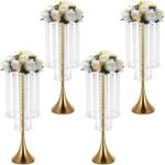 4 Pcs Gold Centerpieces for Table, Rozrety Wedding Centerpiece Vases for Tables ... - Image 2