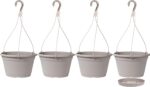 4 Pcs Hanging Planters,10" Hanging Pots Plastic Hanging Flower Plant Basket with... - Image 2