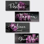 4 Piece Purple Wall Decor Set Inspirational Purple Black Decor for Bedroom Bathr... - Image 2