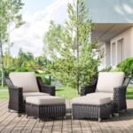 4 Pieces Wicker Patio Furniture, Luxury Outdoor Furniture with 2 Pieces Patio Ra... - Image 2