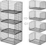 4-Tier Stackable Closet Organizers and Storage Basket - Foldable Closet Shelf Or... - Image 2