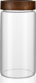 40 oz/1200 ml Clear Glass Storage Canister with Airtight Wooden Screw Lid, Large... - Image 2