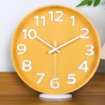 45MinST 12-Inch Modern Yellow Indoor/Outdoor Wall Clock, Silent Non-Ticking, Lar... - Image 2