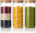 45oz - 3 Pack Glass Jars with Bamboo Lids, Glass Pantry Storage Containers with ... - Image 2